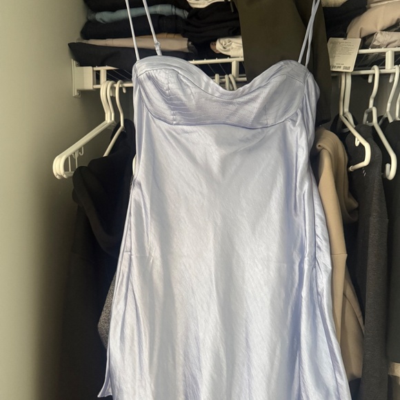 Oh Polly dress 	 SATIN SOFT CUP A-LINE MINI DRESS IN PERIWINKLE - Picture 3 of 5